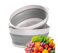 Foldable Colander, Double Layer Folding Mixing Bowl And Fruit Strainer, Space Saving Kitchen Prep Tool For Parents Daily Cooking Meal Preparation Apartment Dorm Office BBQ Picnic Gathering RV Use