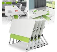 Foldable Conference Room Tables, Flip Top Mobile Training Table, Modern Conference Desk with Silent Wheels Waterproof Desktop