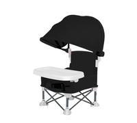 Foldable Dining Chair - Portable Travel Seat with Removable Tray and Sun Canopy | Compact Booster Zfor Home Outdoor Picnic Lawn | Lightweight Folding Camping Beach and, 15-Inch