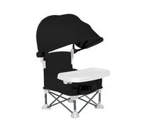 Foldable Dining Chair - Portable Travel Seat with Removable Tray and Sun Canopy | Compact Booster Zfor Home Outdoor Picnic Lawn | Lightweight Folding Camping Beach and, 15-Inch