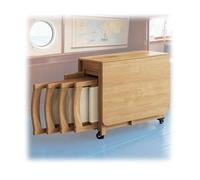 Foldable Dining Table Set, Dining Room Furniture Sets with 4 Leather Chairs & Shelves, Portable Wood Table for Kitchen, Apartment, Living Room