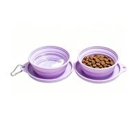 Foldable Dog Bowl, 2 in 1 Water Food Dish, 5.10 Inches Feeding Cup with Build, Flexible Silicone Eating, Portable Device with Clip Style, Outdoor Bowl for Travel and Camping