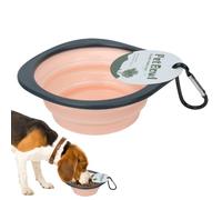Foldable Dog Bowl, Portable Travel Pet Dish with Carabiner Clip, Food and Water Container for Outdoor Feeding, Hiking, Walking, Camping, Road Trips, Blue, Pink, 1 Piece