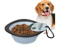 Foldable Dog Bowl, Portable Water Bowl Folding Dish, Food Container Feeder with Carabiner Clip, Travel-Friendly Pet Watering Dish for Outdoor Hiking, Walking, Camping Use, 15.7x14x1.1cm Blue Pink