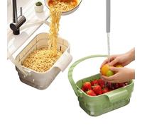 Foldable Draining Basket Set - 2 Piece Silicone Colander with Handle For Ki