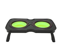 Foldable Elevated Dog Bowls, Double Folding Raised Dog Bowls with Stand, Ergonomic Portable Pet Feeder for Small Medium Dogs, Made of ABS PP TPE, Easy Clean Outdoor Camping Travel (Pequeño, Verde)