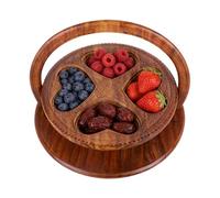 Foldable Fruit Basket Holder - Wooden Fruit Bowl, Space Saving Rustic Snack Container, Handcrafted Wood Serving Tray | Kitchen Table Fruits Candy Display for Home Dining Decor Home Kitchen