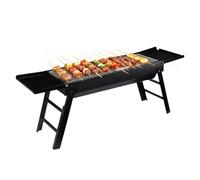 Foldable Grill Portable Stove - Outdoor Cooking Station with Side Trays for Garden Balcony | Steel Frame with Removable Firebox, Compact Folding BBQ Setup for Backyard Patio Beach Picnic Travel