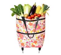 Foldable Grocery Bag on Wheels - Waterproof Reusable Shopping Storage Tote
