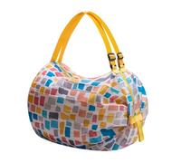 Foldable Grocery Tote, Lightweight Reusable Shopping with Double Handles, Stylish Zip-Top Nylon Bag for Drinks, Snacks, Picnic, Travel, Daily Shopping for Supermarket, Campus, Mall 15.75x15.75 inches