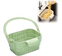 Foldable Hanging Kitchen Sink Drain Basket, Expandable Kitchen Colander No-Drill Sink Rack for Fruit Vegetable Washing, Food Scraper Storage (Green)
