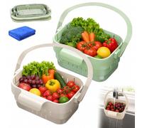 Foldable Hanging Sink Drain Basket, Cover Space Saving Food Strainer with Flip, hanging sink strainer basket, foldable kitchen sinks food catcher for Fruits Vegetables，A