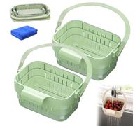 Foldable Hanging Sink Drain Basket, Cover Space Saving Food Strainer with Flip, hanging sink strainer basket, foldable kitchen sinks food catcher for Fruits Vegetables，B