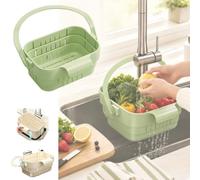 Foldable Hanging Sink Drain Basket,Stretchable Kitchen Colander，Green