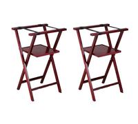Foldable Hotel Suitcase Rack, Wooden Suitcase Stand with 2-Tier Design, Suitcase Holder Luggage Shelf, For Bedrooms, Guest Rooms, Hotels(B)