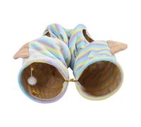 Foldable Indoor Cat Tunnel, Washable Colorful Stripes Cat Cave, Soft Velvet PP Cotton Play House, Interactive Kitten Toy for Indoor Cats, Pet Entertainment, Halloween Birthday Christmas Fun