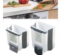 Foldable Kitchen Cabinet Trash Can, High Load-Bearing Capacity, can Store Garbage Bags, with a Cleaning Scraper, for the cabinet door (typeB gray,S+L)