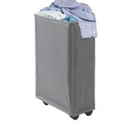 Foldable Laundry Baskets, 42L Slim Folding Hamper Wheels with Handle, 57 * 39 * 19cm/22.44 * 15.35 * 7.48 inches Freestanding Narrow Corner Bin for Clothes, Towels,
