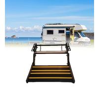 Foldable Manual RV Steps, RV Door Entry Bottom Step, Motorhome Step Ladder, Aluminum Alloy, Rust and Corrosion Resistant, Strong Spring, For Camper Van Travel Trailer Caravan Black-withlight