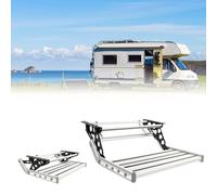 Foldable Manual RV Steps, RV Door Entry Bottom Step, Motorhome Step Ladder, Aluminum Alloy, Rust and Corrosion Resistant, Strong Spring, For Camper Van Travel Trailer Caravan Silver-nolight