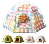 Foldable Mini Cat Tent Indoor, Portable Foldable Pet Tent Bed for Cats and Small Dogs, Lightweight Kitten Nest for Living Room Camping (Colorful Cotton Mat)