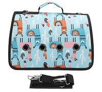 Foldable Pet Carrier Backpack | 8 Mesh Holes for Maximum Breathability | Small Animal Shoulder Bag for Cats/Puppies/Rabbits | Portable Design with Comfortable Handle (Light Blue Alpaca)