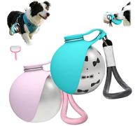 Foldable Pet Water Bottle for Travel,2-In-1 Portable Dog Water Bottle with Leak Proof Bowl,304 Stainless Steel Compact Foldable Pet Drinking Bottles for Small Dog Walking,Outdoor (Pink+Printed Blue)