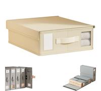 Foldable Sheet Set Organizer, Multi-Use Storage Bags Dustproof Organizer for Bedding Quilts Blankets, Foldable Sheet Storage Set, Oxford Fabric with Window (White)