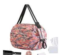 Foldable Shopping Bag, Reusable Large Heavy Duty Tote, Portable Carry Organizer for Groceries Clothes Food Daily Essentials Market Sports Travel Work Storage 15.75x15.75 inches