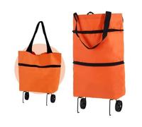 Foldable Shopping Trolley Bag with Wheels, Large Capacity Collapsible Grocery Cart, Heavy Duty Reusable Tote for Travel Supermarket Camping (E)