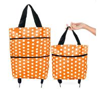 Foldable Shopping Trolley Bag with Wheels, Large Capacity Collapsible Grocery Cart, Heavy Duty Reusable Tote for Travel Supermarket Camping (F)