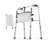 Foldable Shower Chair,Geriatric Elderly Walker - Adjustable Height Mobility Aid Walking Frame,Crutch with Padded Seat VBTJWRFE