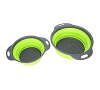 Foldable Sink Strainer Set of 2 | BPA - Silicone Handle for Draining Pasta/Vegetables/Meat | Space - Saving Kitchen Basket | Heat Tolerant & Dishwasher Safe