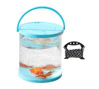 Foldable Small Aquarium - Clear Leak-Proof Portable Fish Tank, Portable Foldable Fish Bucket with Handle and Net Cover, Clear Water Storage Tank for Catch & Release Fishing at Beach, Lake, River