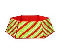 Foldable Striped Christmas Tree Skirt Holiday Base Cover