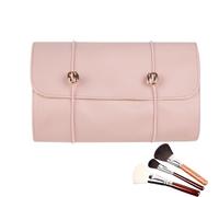 Foldable Toiletry Bag, Waterproof Cosmetic Storage Organizer Case, 21.26x9.25x0.39 Inches, Travel Makeup Bag, Roll-Up Design, Multi-Compartment Cosmetic Brush Holder for Women, Men