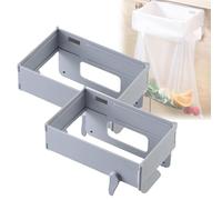 Foldable Trash Bag Holder, 2026 New Magnetic Closure Waste Bag Hanger Racks, Hanging Waste Garbage Can Rack with Fixing Snap, Magnetic Closure, for Kitchens, Cabinets, Doors, Cupboards (Gray*2)
