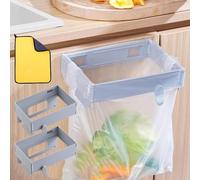 Foldable Trash Bag Holder - Wall Mounted Foldable Kitchen Trash Can with Magnetic Closure, Hanging Waste Garbage Can Rack for Cabinet Doors, Bathroom, Table Sides (2pcs Gray)