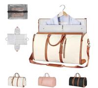 Foldable Travel Bag 2.0,Convertible Luggage Bags,Garment Carry On High Capacity Duffle Suit Folding Bags with Shoe Pouch & Detachable Shoulder Strap (White)