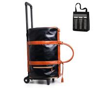 Foldable Travel Bag 2.0, Trendfetchus Foldable Travel Bag with Wheels, Carry On Garment Bags, with Portable Mesh Shower Caddy, Large Weekender Bags for Men Women (Black 1)