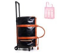Foldable Travel Bag 2.0, Trendfetchus Foldable Travel Bag with Wheels, Carry On Garment Bags, with Portable Mesh Shower Caddy, Large Weekender Bags for Men Women (Black 2)
