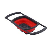 Foldable Vegetable Drainer Basket | Expandable Fruit & Veggie Washing Colander | Space Saving Kitchen Organizer/Salad Prep/Dish Drying Rack | Foldable, Secure Base (Roja)