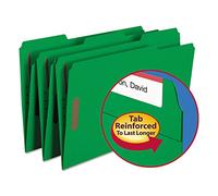Folders, Two Fasteners, 1/3 Cut Assorted Top Tab, Legal, Green, 50/Box