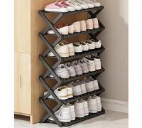 Folding Bamboo Shoe Rack 6 Layer Shoe for Entryway Indoor & Outdoor Storage Compact Shoe Stand for Camping Stylish Svart Color 70cm Size