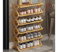 Folding Bamboo Shoe Rack 6 Layer Shoe for Entryway Indoor & Outdoor Use Durable Shoe Shelf Stand Perfect for Camping 70cm Log Color