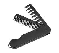 Folding Beard Comb, Pocket Styling Comb, Anti-Static Hair Tool, Double Fine and Wide Tooth Design, for Grooming Travel Salon Use, Compact Size, Black, 1 Piece, Lightweight