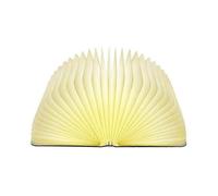 Folding book-shaped LED lamp with wooden cover, 500 lumens, rechargeable via USB, can be used