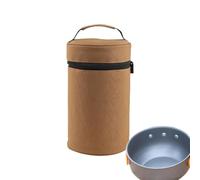 Folding Camp Bowl Organizer, Anti-Collision Plate Bag, Bowls and Chopsticks Storage, Camping Kitchen Accessories, Camping Tableware Organizer with Comfortable Handle for Outdoor Dining, marrón,
