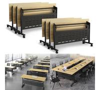 Folding Conference Room Tables,Large Rectangle Conference Table for 2-10 People, with Silent WheelsModular Meeting Seminar Desk, Conference Rooms Training Rooms Flip Top Mobile Training Desk