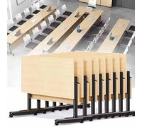 Folding Conference Table, Mobile Training Desk with Silent Wheels Flip Top Rolling Seminar Meeting Desk Business Style Wooden Meeting Table for Office, Conference Rooms, Training Rooms, Classr